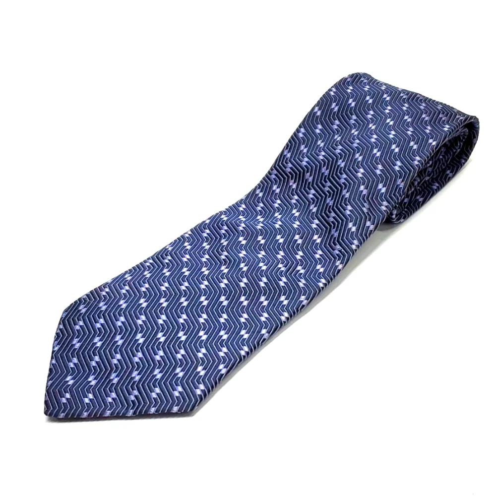 Nautica Silk Geometric Lines Blue Gray Tie EUC